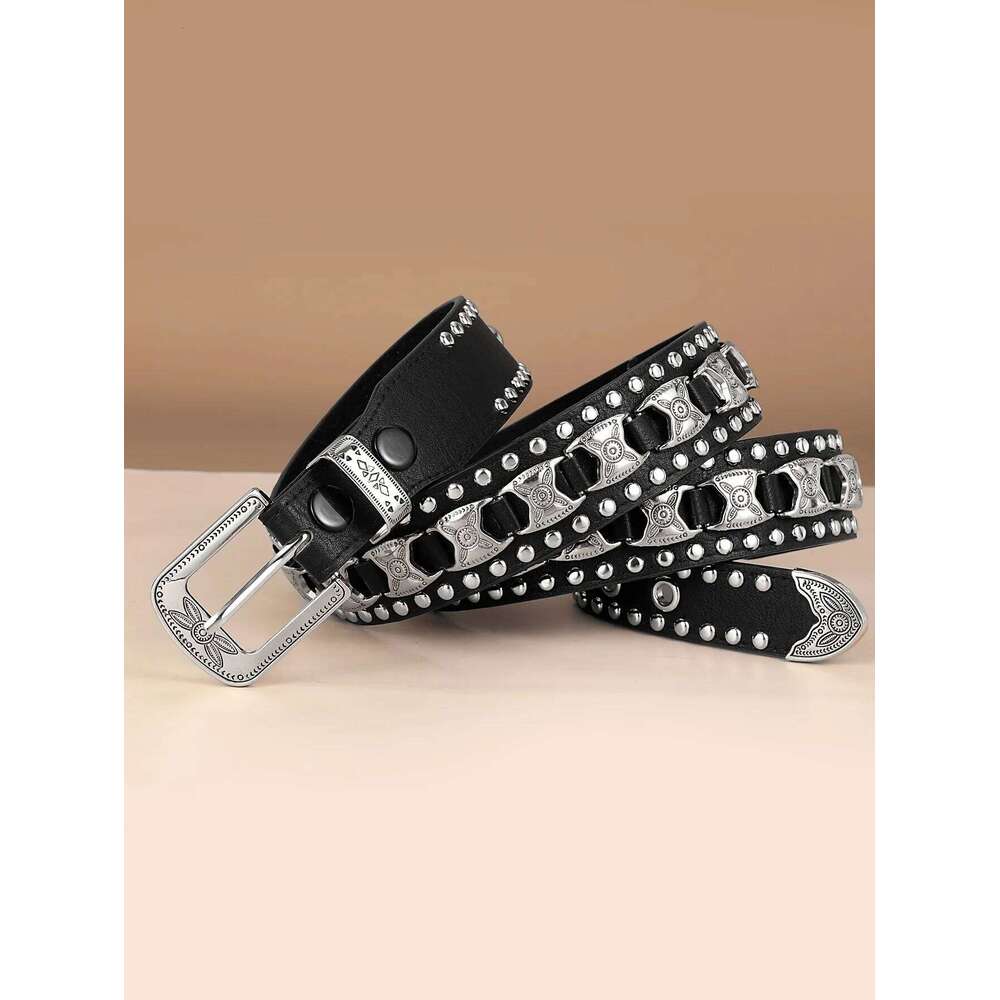 Maikun New Men's European And American Punk Fashion Women's Rivet Wide Waist Cross Border Jeans Belt Unisex Z260226