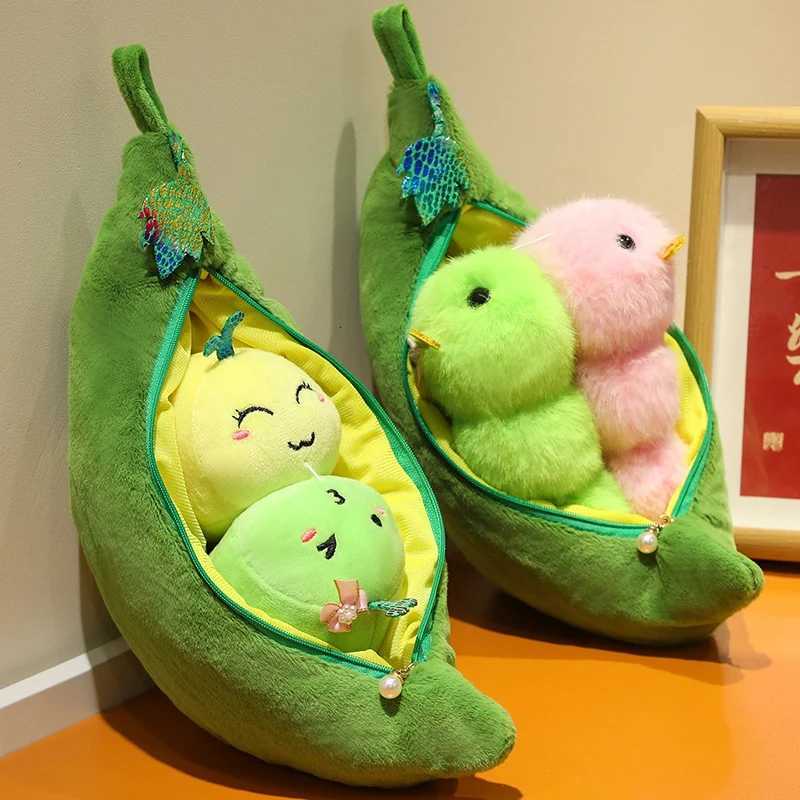 28/38CM Creative Pea Pod Plant Plush Toy Detachable Bean Cute And Interesting Green Doll To Give Baby Christmas Birthday Gift Y260314