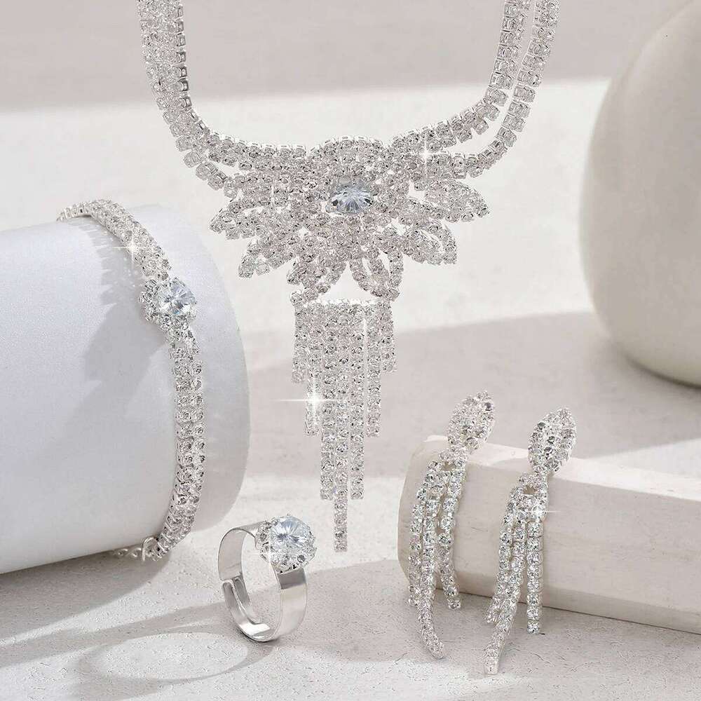 Bridal Fashion Tassel Necklace Earrings Bracelets Rings Jewelry Set Wedding Banquet Party Holiday Gifts Z260313