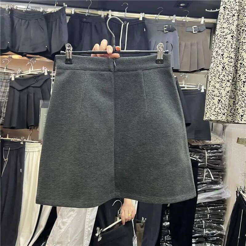 Mini Skirts for Women 5XL French Vintage New Side-slit Solid High Waist Fashion Elegant Ulzzang BF Stylish A-line Ins Z260314