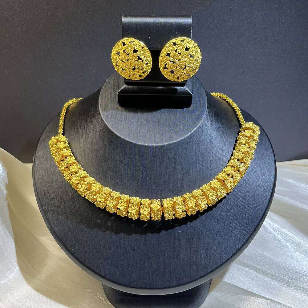 Dubai 24K Gold Color Long Jewelry Sets Wedding African Necklace Earrings For Women Nigerian Indian Bridal Set Party Gifts Z260313