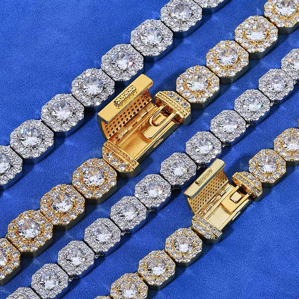 NUOYA Hip Hop Style VVS Moissanite Tennis Chain 925 Silver Bracelet 10/12mm Iced Out Durable Fine Jewelry Luxury