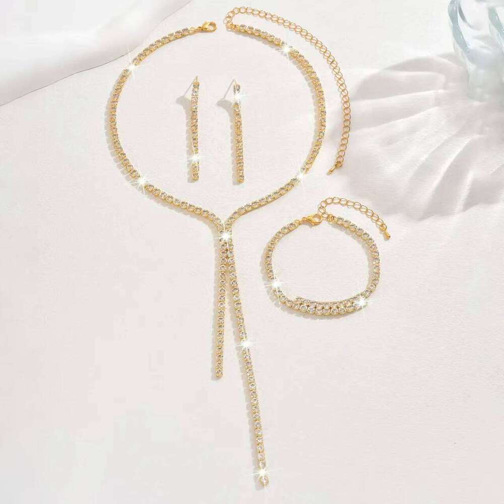 4PC Women's Fashion Geometric Necklace Earrings Bracelet Jewelry Set Suitable for Wedding, Party, Festival Gifts-8604 Z260313