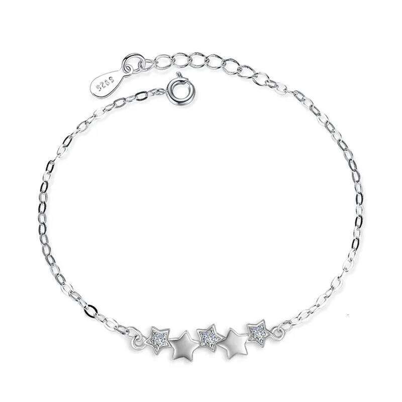 High Quality 925 Sterling Silver Color Bracelet Austrian Crystal Stars Charms Women Girls Bangles Jewelry Christmas Gifts Z260313