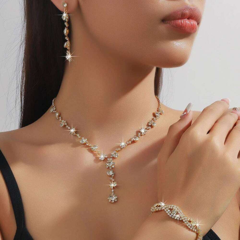 Women's Fashion Copper Claw Chain Sunflower Necklace Earrings Bracelet Jewelry Set Wedding Banquet Party Holiday Gift Z260313