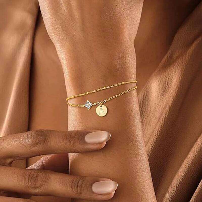 New 925 Sterling Silver Personality Charm Double Letter Bracelet Birthday Gift for Women's Exquisite Jewelry Z260313