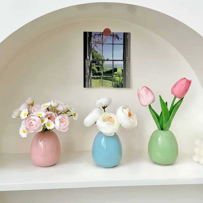 Aesthetic Flower Arrangement Vase Mini Ceramics Vase Nordic Ceramics Flower Pot Home Desktop Decoration Vase Tabletap Vase Y260314