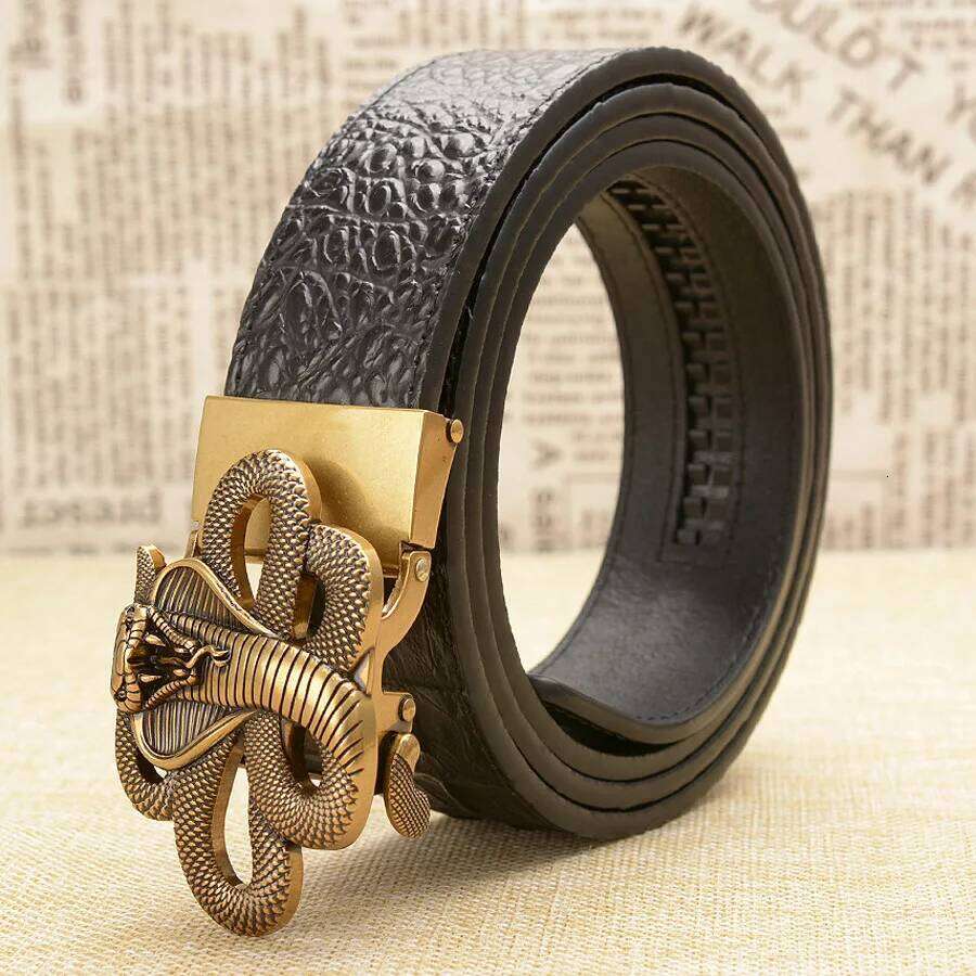 New Style Snake High Quality Genuine Leather Belts Strap Male Retro Cobra Automatic Buckle Belt for Men Z260226