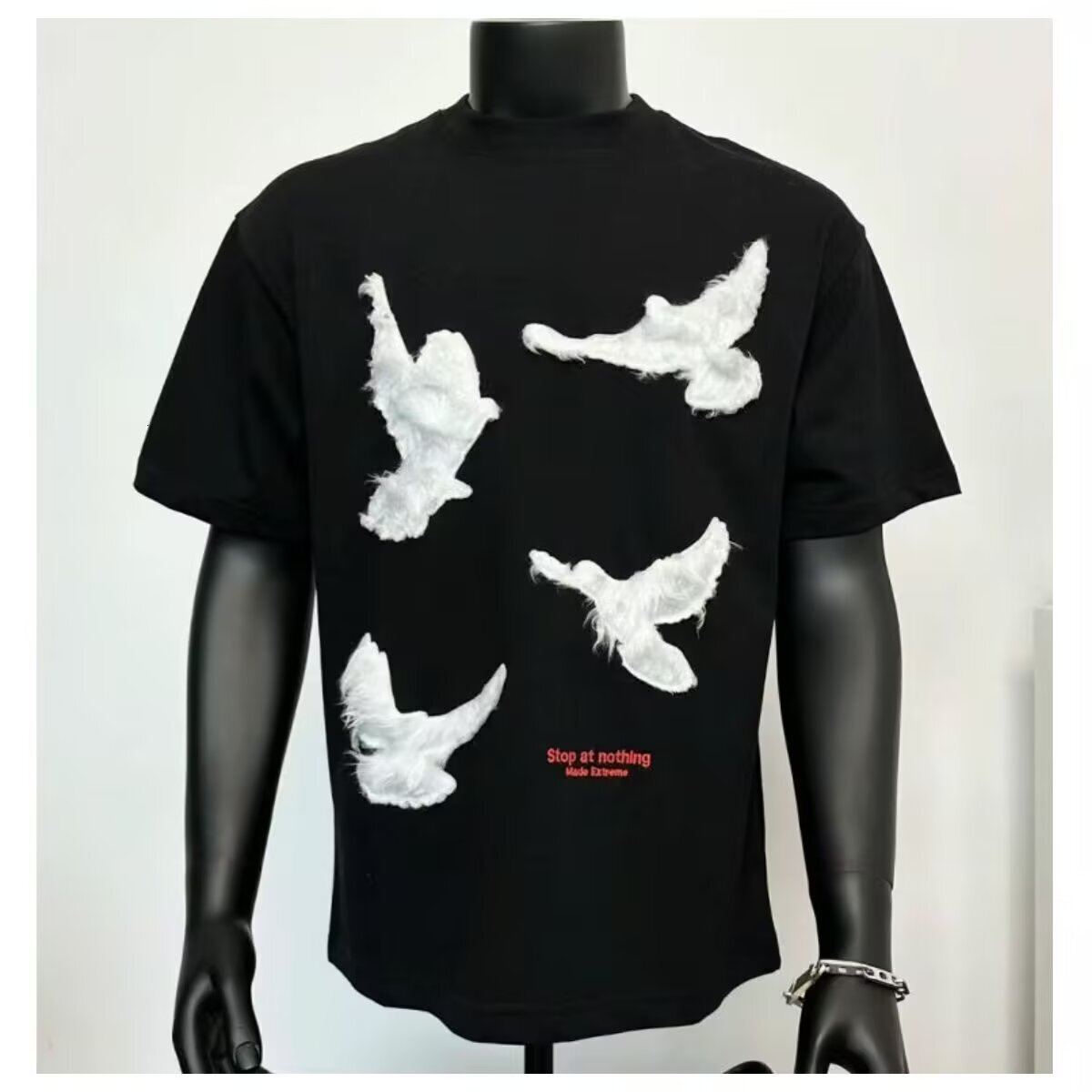American Street Style Peace Dove Print Designer Hoodie Polo Heavyduty Unique High Street Designer T-shirt Roundneck Casual Unisex Shortsleeve Top