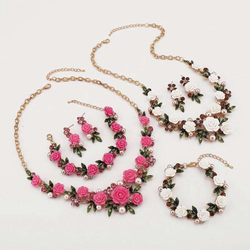 Flower Pearl Necklaces Earrings Bracelets Sets Alloy Woman High End Versatile Necklace Earring Bracelet Charm Jewelry Set Z260313