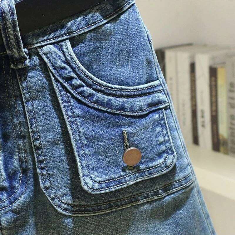 Women's Denim Skirt Zipper Blue High Waist Short Coquette Mini with Pocket Female Jeans Skirts Tight Gyaru Sexy Wrap Premium V Z260314