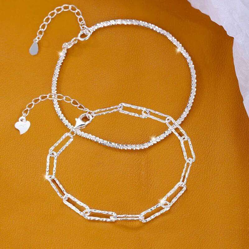 Sparkling 925 Sterling Silver for Women Fashion Korean Double Layered Starry Sky Bracelets Wedding Jewelry Z260313
