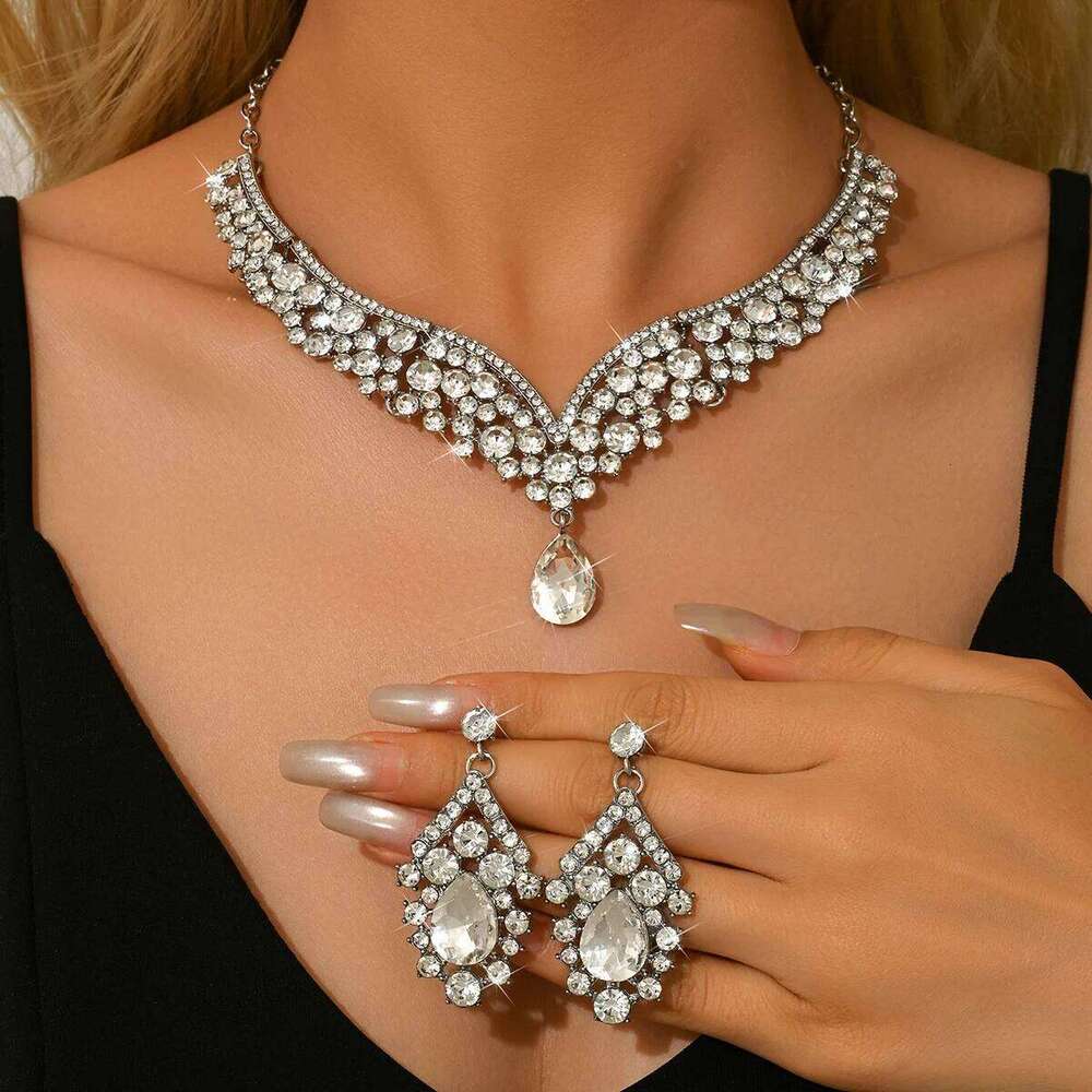 Ladies' fashionable design necklace earrings jewelry set suitable for daily wear, wedding parties, holiday gifts Z260313