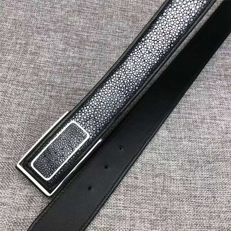Authentic Real True Stingray Smooth Skin Staineless Steel Pin Buckle Men's Waist Belts Genuine Exotic Leather Male Fancy Straps Z260226