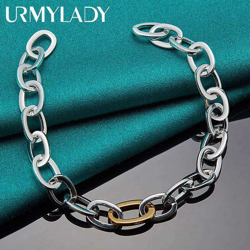 URMYLADY 925 Sterling Silver Gold Chain Ring Circle Bracelet Charm Wedding Engagement Party For Woman Man Fashion Jewelry Z260313