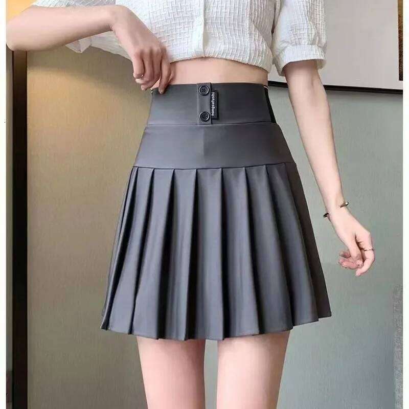 Women's Pleated Skirts 2024 Summer New Fashion High Elastic Waist A-line Light Proof Short Skirt School Girl Uniform Pantskirt Z260314
