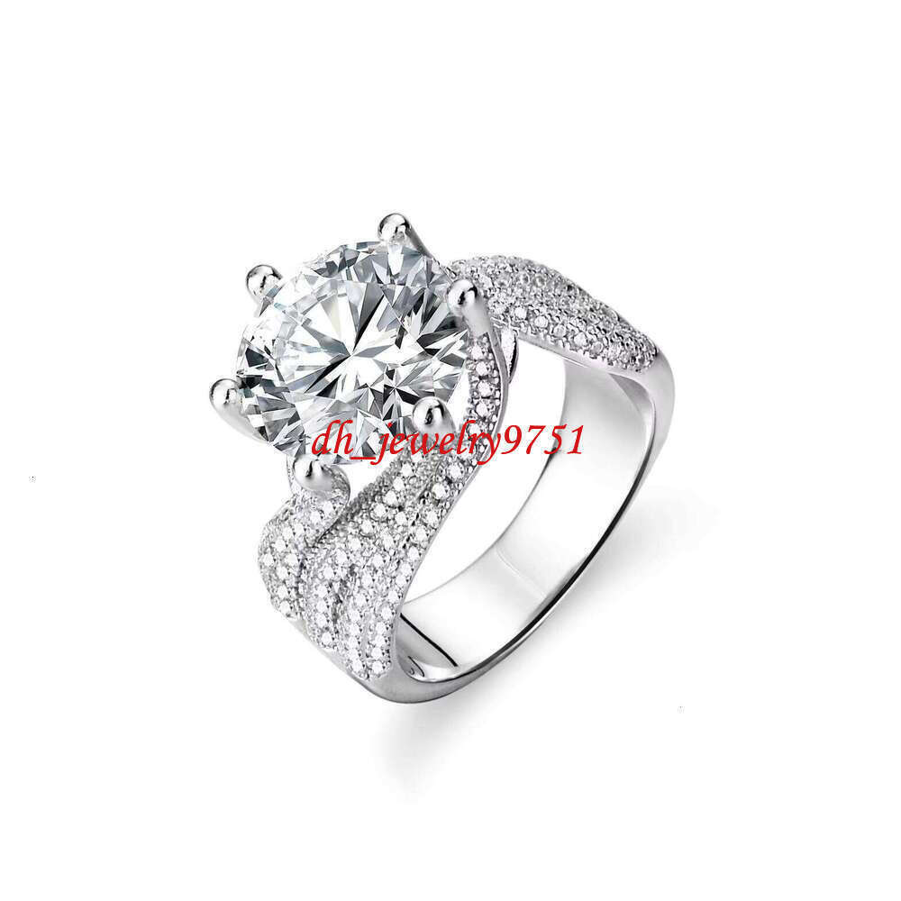 2026 Luxury Moissanite Diamond 925 Silver Wedding Jewelry Women's Engagement Ring White Gold Finish