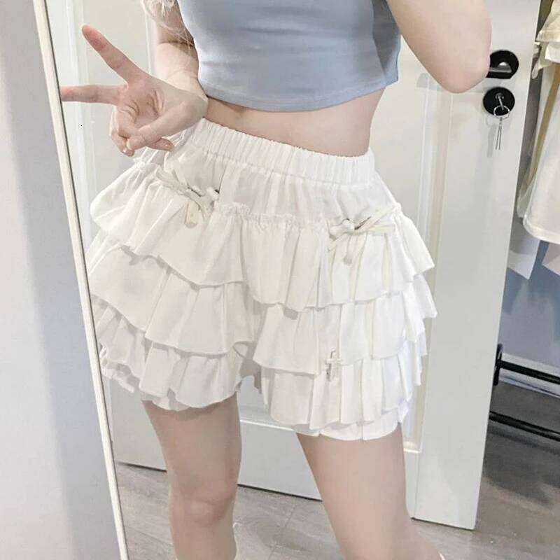 Gidyq High Waist Women Mini Summer Korean Fashion Ruffle Ball Gowns Skirts Casual Female All Match Cute A Lien Skirt New Z260314