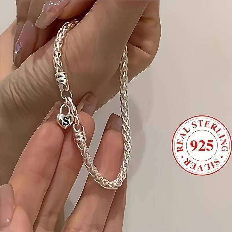 925 Sterling Silver Bracelet Heart Pendant S Letter Accessories Hand Women Engagement Charm Jewelry Gift Z260313