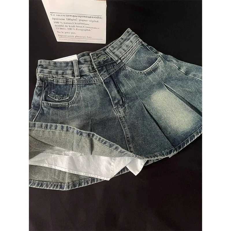 American Style Vintage Y2k Denim Skirt Woman Harajuku Retro Mini Skirt Streetwear High Waist Casual Fashion Skirt Hot s M260314