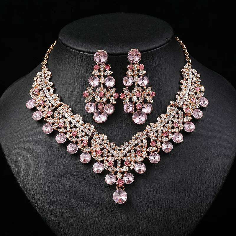 Rhinestone Bride Sets for Women Luxury Flower Choker Earrings Wedding Dress Bridal Necklace Set Fashion Jewelry Z260313