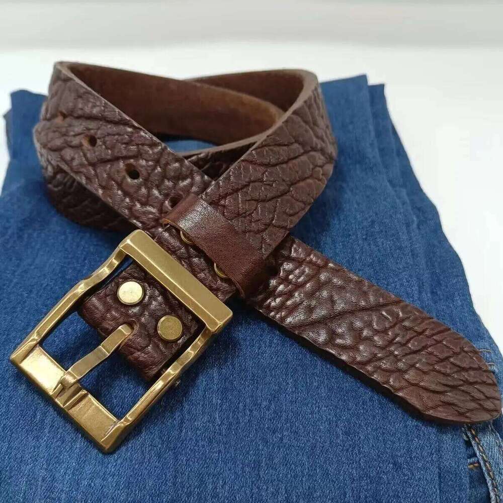 3.8CM Men's Thickened Copper Buckle Full Grain Luxury Handmade Belts Men High Quality Genuine Leather For Man Brown Gift Z260226