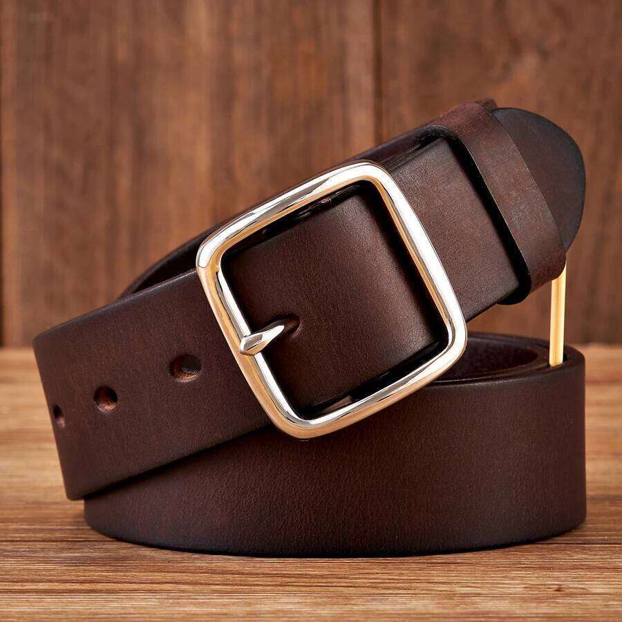 3.8CM Anti Allergy Stainless Steel Buckle Vintage Cowskin Genuine Leather Man's Male Cowhide Retro Jeans Soft Belt Z260226