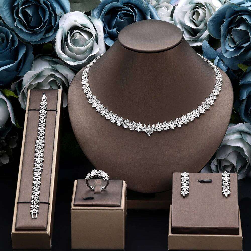 Famous Brand 4 Piece Bridal Complete for Women Party, Banquet Cubic Zirconia Crystal Wedding Jewelry Set Z260313