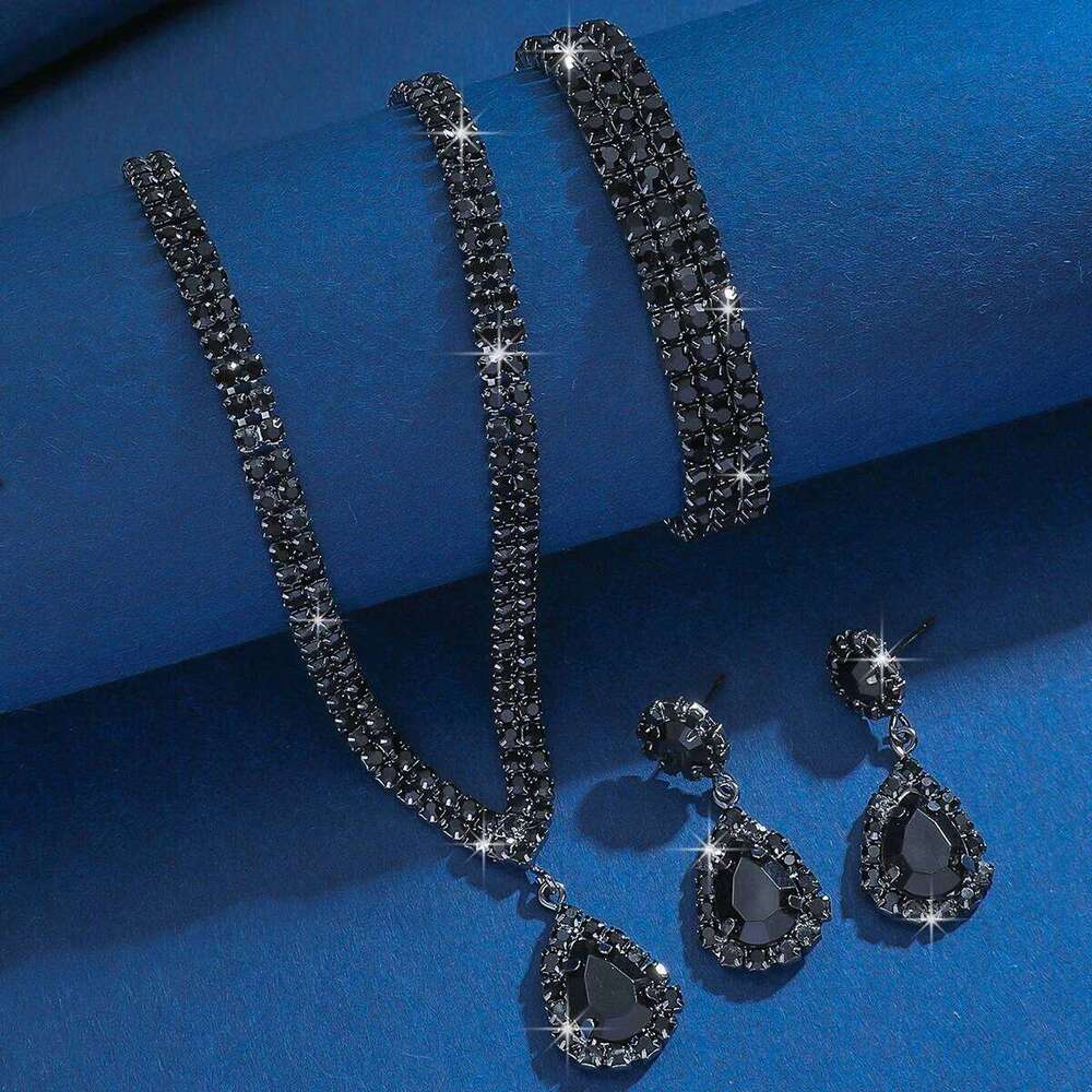 New fashionable rhinestone light luxury style, mysterious and elegant, temperament jewelry set for women Z260313