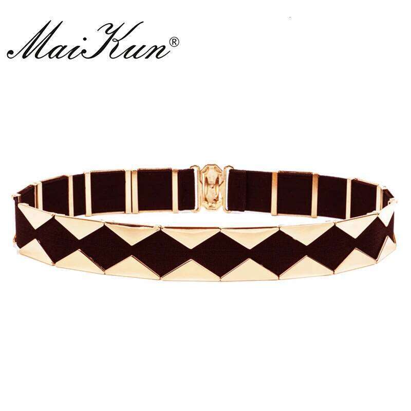 High Fashion Geometric Elastic Fabric Metal Female Belts For A Dress Brand Luxury Women Waistband for Jeans and Skirt Z260226