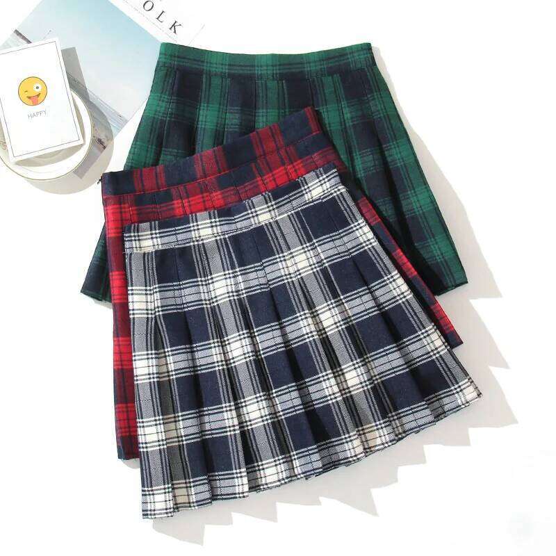 Plaid Mini Skirt Summer A-Line Female Pleated Casual High Waist Women Girls Short Streetwear Student Skirts Z260314