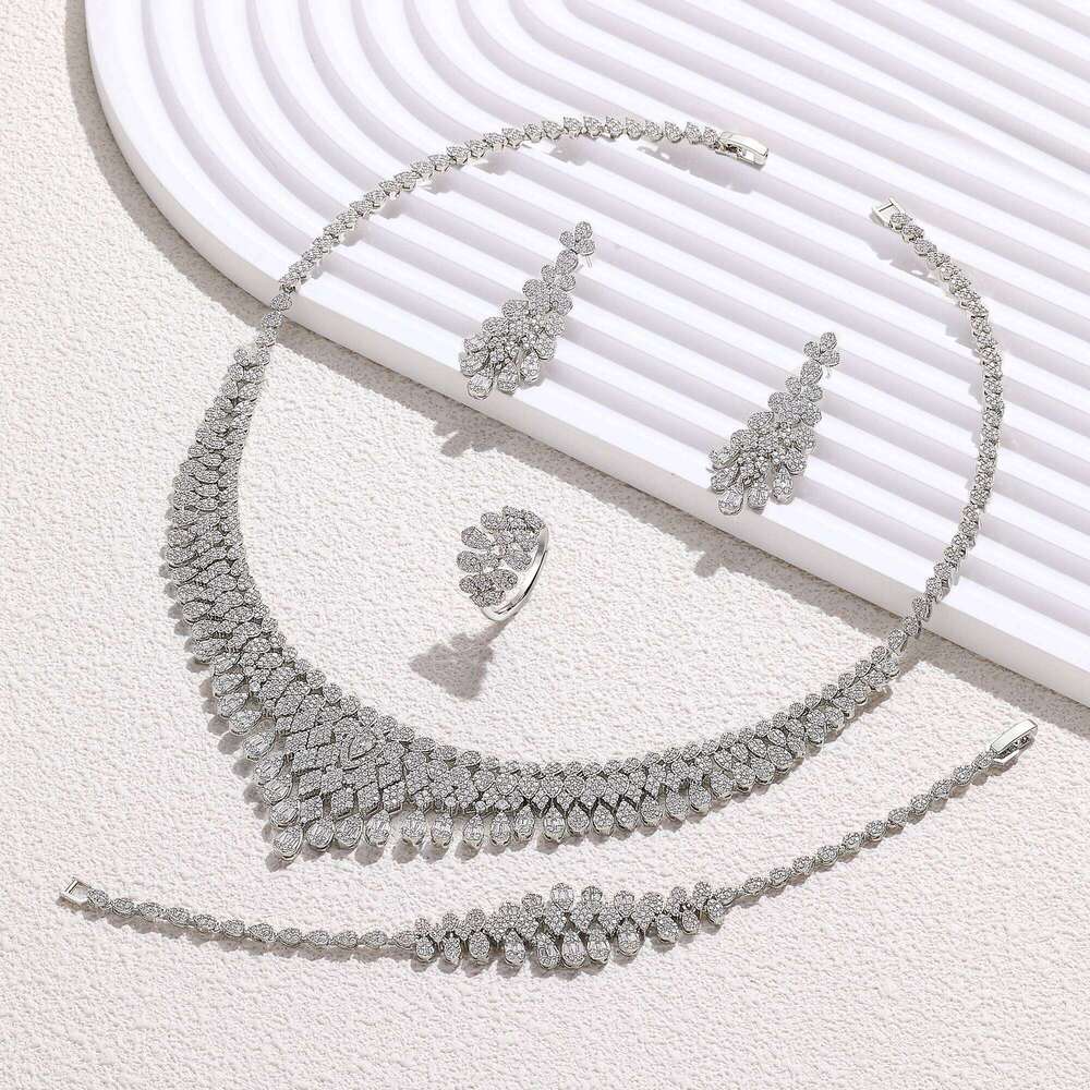 2024 New 4-piece Bride Zirconia Full Women's Party Luxury Dubai Nigeria CZ Crystal Wedding Jewelry Set Z260313