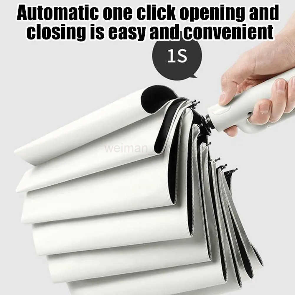 Folding Inverted Umbrella With Hook Handle Windproof Waterproof Auto Open/Close For Women Men Rain Umbrella With UV Protection H260314