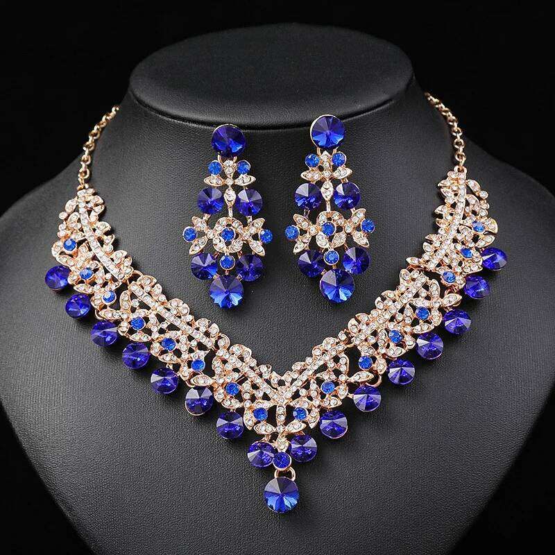 Rhinestone Bride Sets for Women Luxury Flower Choker Earrings Wedding Dress Bridal Necklace Set Fashion Jewelry Z260313