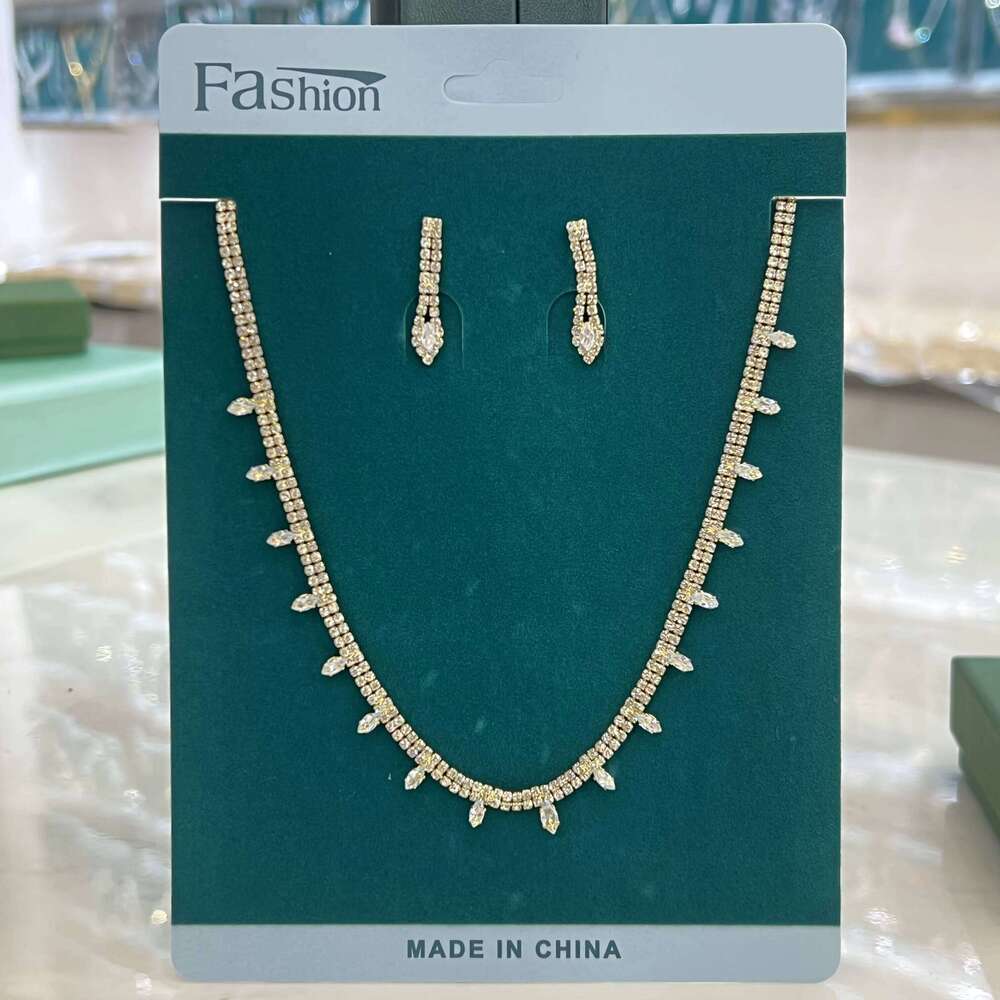 Europe America's best-selling rhinestone tassel simple and elegant necklace set, bridal jewelry, wedding jewelry Z260313