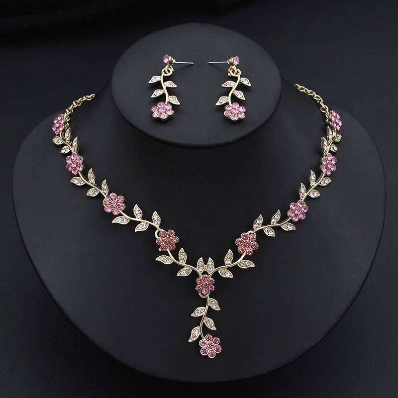 Fashion Pendants Earrings Sets for Women Flower Jewelry Bridal Wedding Choker Necklace Set Accessories Z260313