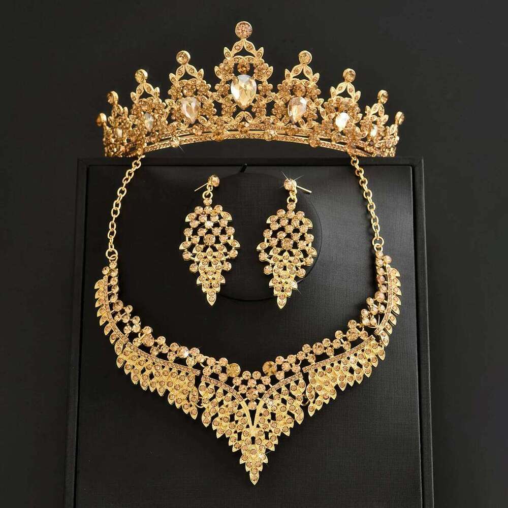 Ladies' fashionable water droplet design, gorgeous and elegant crown necklace, earrings, jewelry set Z260313