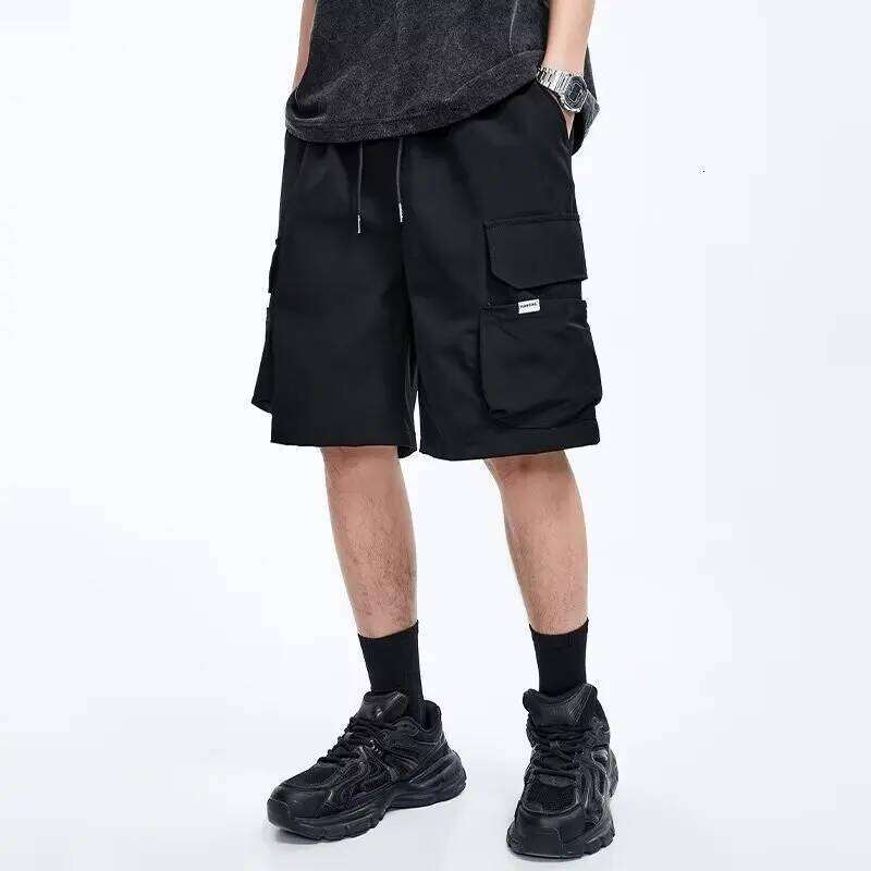 Overalls short men's summer style baggy straight cropped pants Z260314