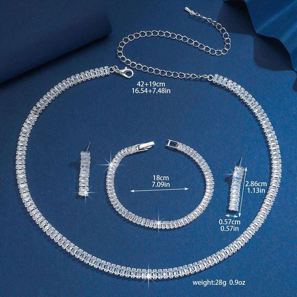 Women's Fashion Copper Claw Chain Zircon Series Set, Simple Versatile, Light Luxury and High End Jewelry Z260313