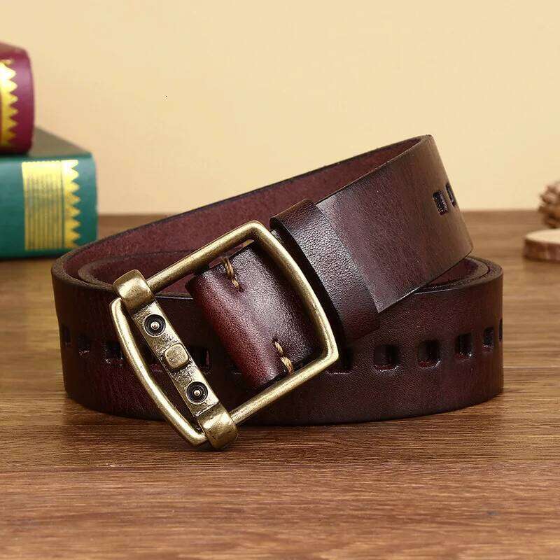 100% Pure Cowhide Metal Pin Buckle Belt For Men High Quality Genuine Leather Belts Male Jeans Business Waistband Luxury Brand Z260226