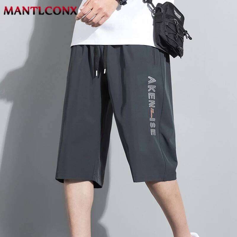 New Fashion Sports Elastic Waist Shorts Male Breathable Quick Dry Comfortable Men's Short Pants Men Bottom Black XXXL Z260314