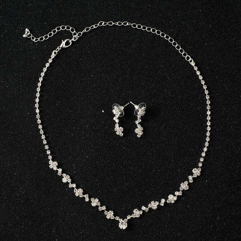 Women Fashion Necklace Earrings Set Rhinestone Wedding Accessories Bridal Lady Dangle Earring Pendant Elegant Jewellery Sets Z260313