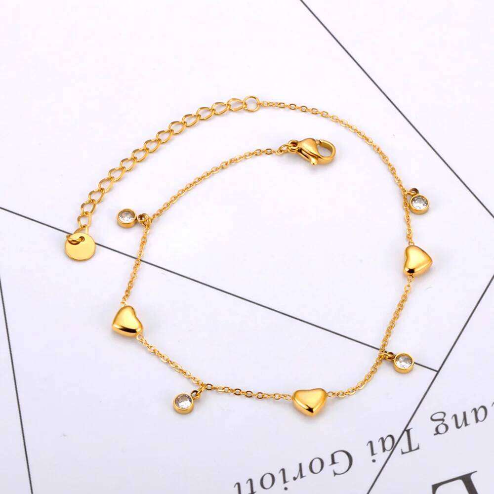 Lokaer White Cubic Zirconia Heart Chain Stainless Steel Trendy Anklet For Women Girls Fashion Delicate Summer Jewelry New A24006 Z260313