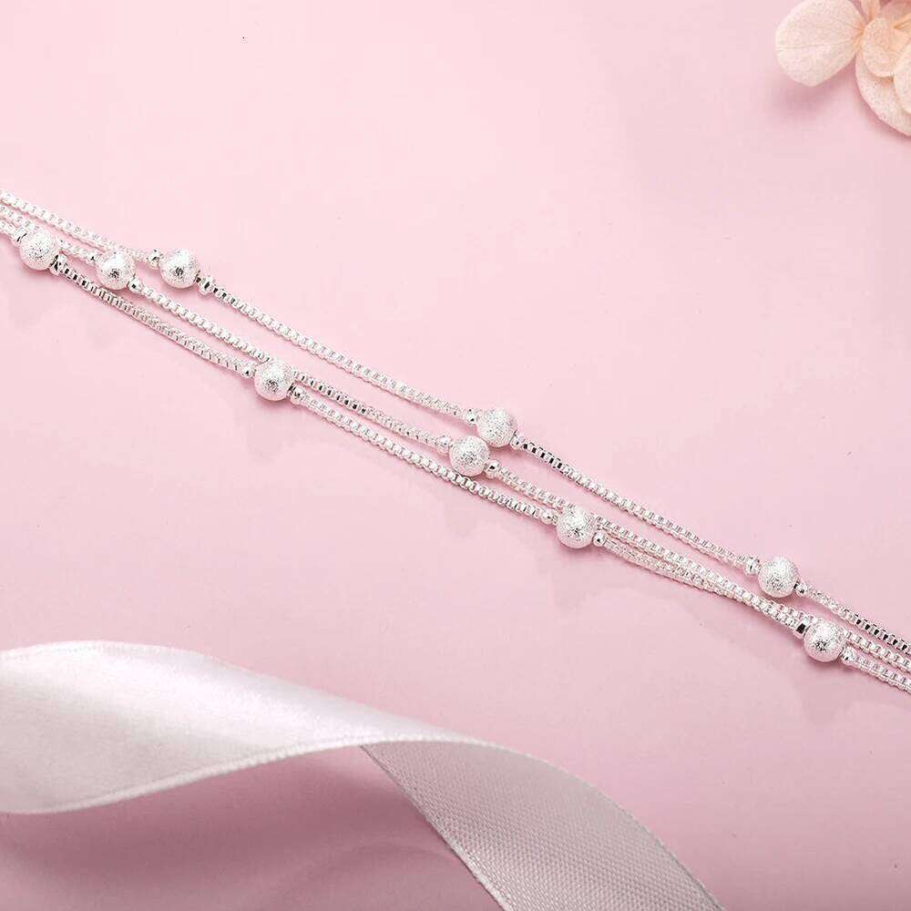 Hot sale 925 sterling Silver Geometry beads Chain Bracelet for Women Fashion Wedding Fine Jewelry Christmas Gift 8inches Z260313