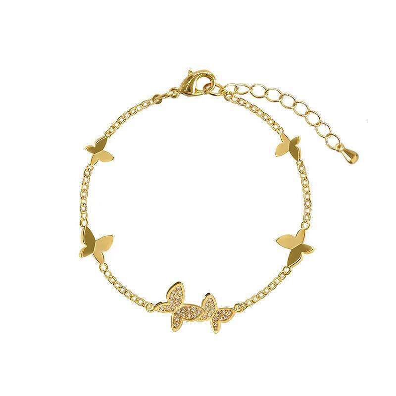Elegant Butterfly Classic Bracelet for Woman Gold Colour Rhinestone Bracelets Chain Bangle sets Jewelry Party Wholesale Z260313