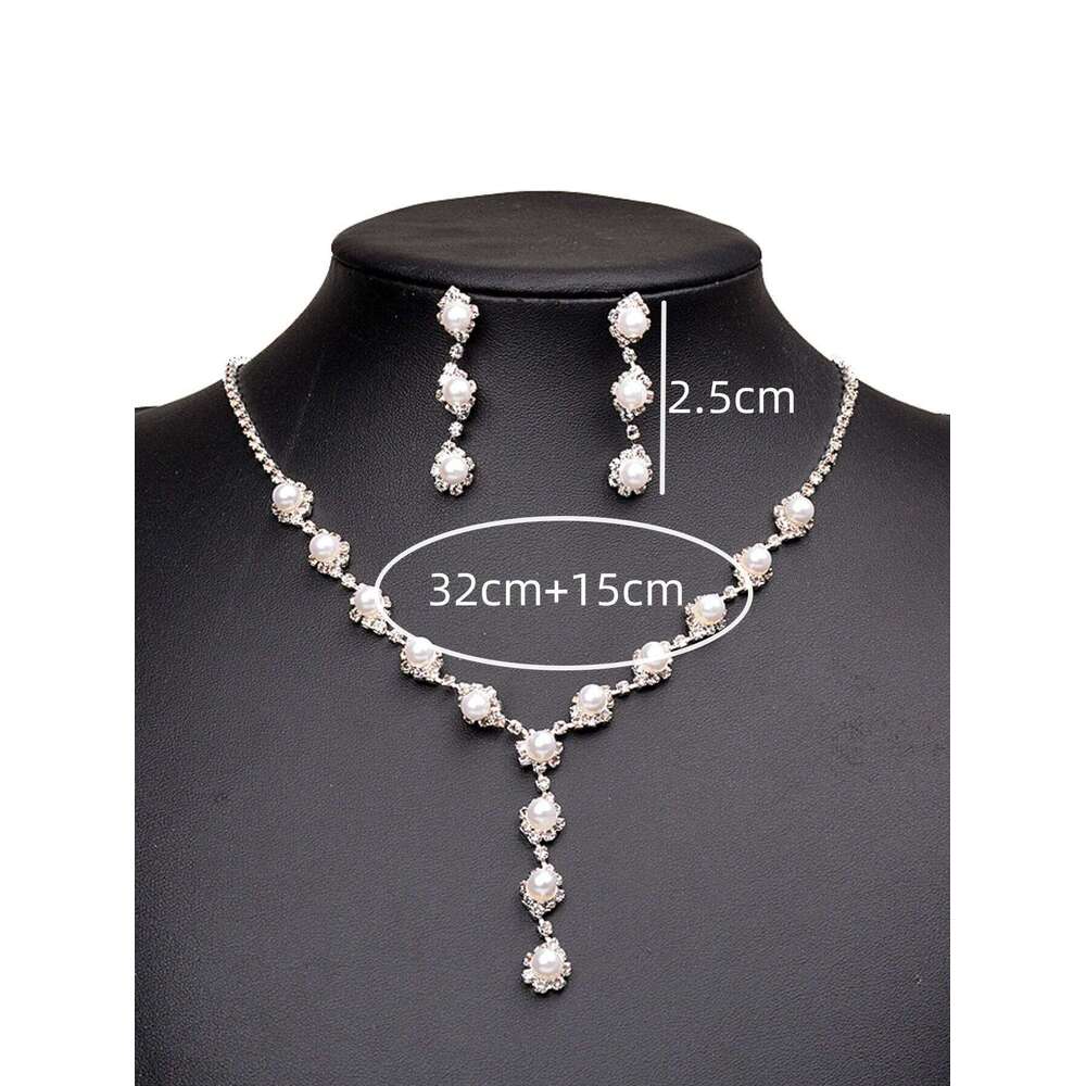 4/3PC Women's Fashion Copper Claw Chain Pearl Necklace Earrings Bracelet Jewelry Set Wedding Banquet Party Holiday Gift Z260313