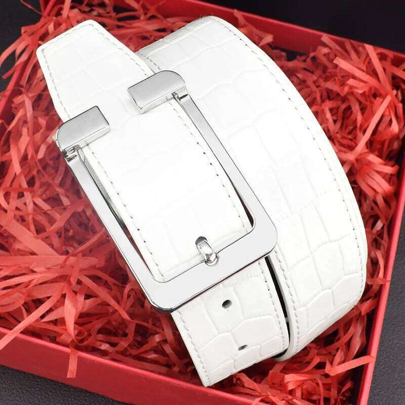 New Crocodile Grain Needle Buckle Golf Men's Fashion Waist Belt Leisure Genuine Jeans Leather Cintos Masculinos Z260226