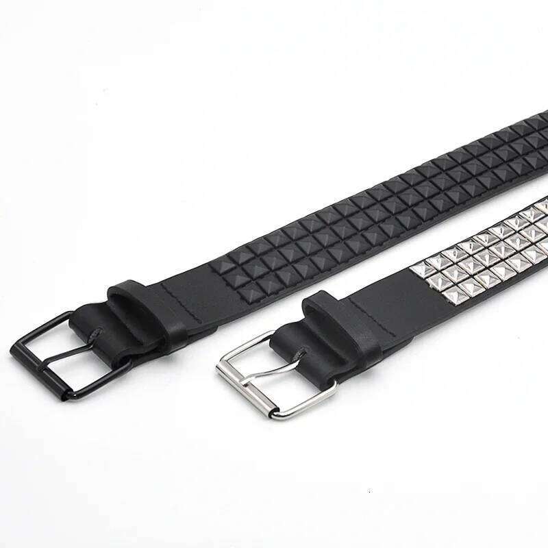Fashion Rivet Men Women's Studded Belt Punk Rock With Pin Buckle Drop Shipping Black Z260226