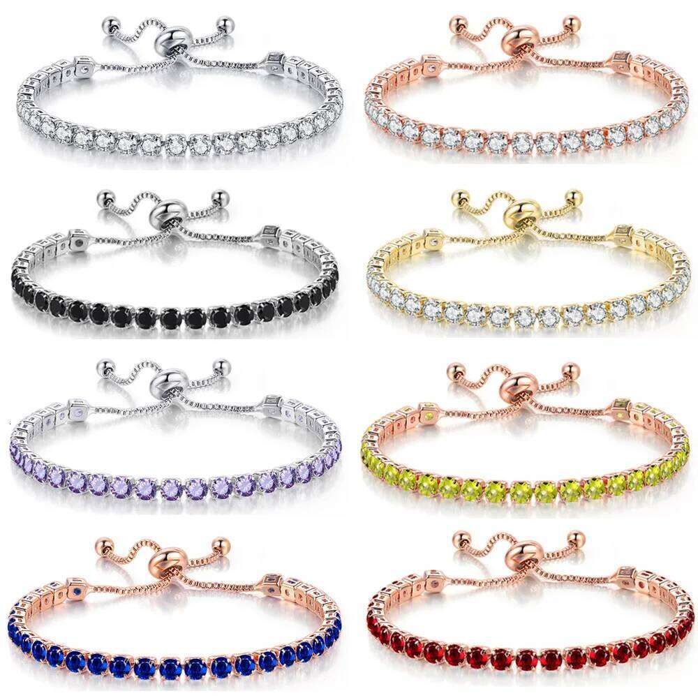 Colorful Birthstone Tennis for Women Adjustable Multicolor CZ Crystal Wedding Birthday Gifts Bracelet on Hand Jewelry Z260313