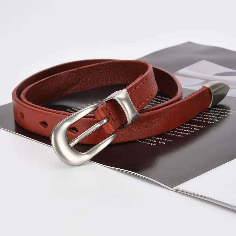 2022 New Ladies Luxury Retro Casual Top Layer Leather Thin Alloy Pin Buckle With Denim Shorts Advanced Personality Belt Z260226